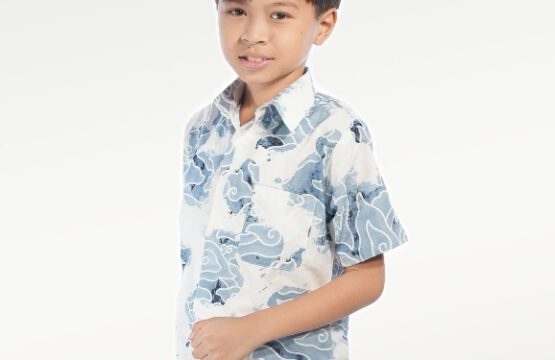 Batik Trusmi Hem Batik Anak Motif Mega Mendung Bumi