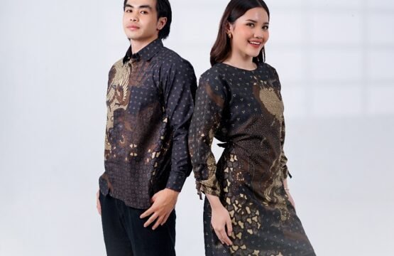 Batik Trusmi Set Couple Tunik Batik dan Kemeja Batik Motif SYP