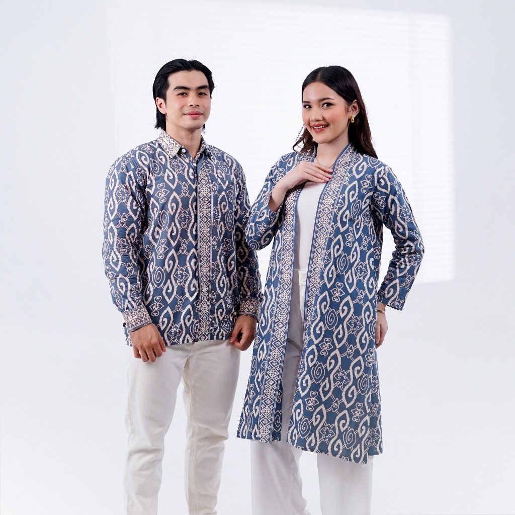 Batik Trusmi Set Couple Outer Batik dan Kemeja Batik Motif Thofu