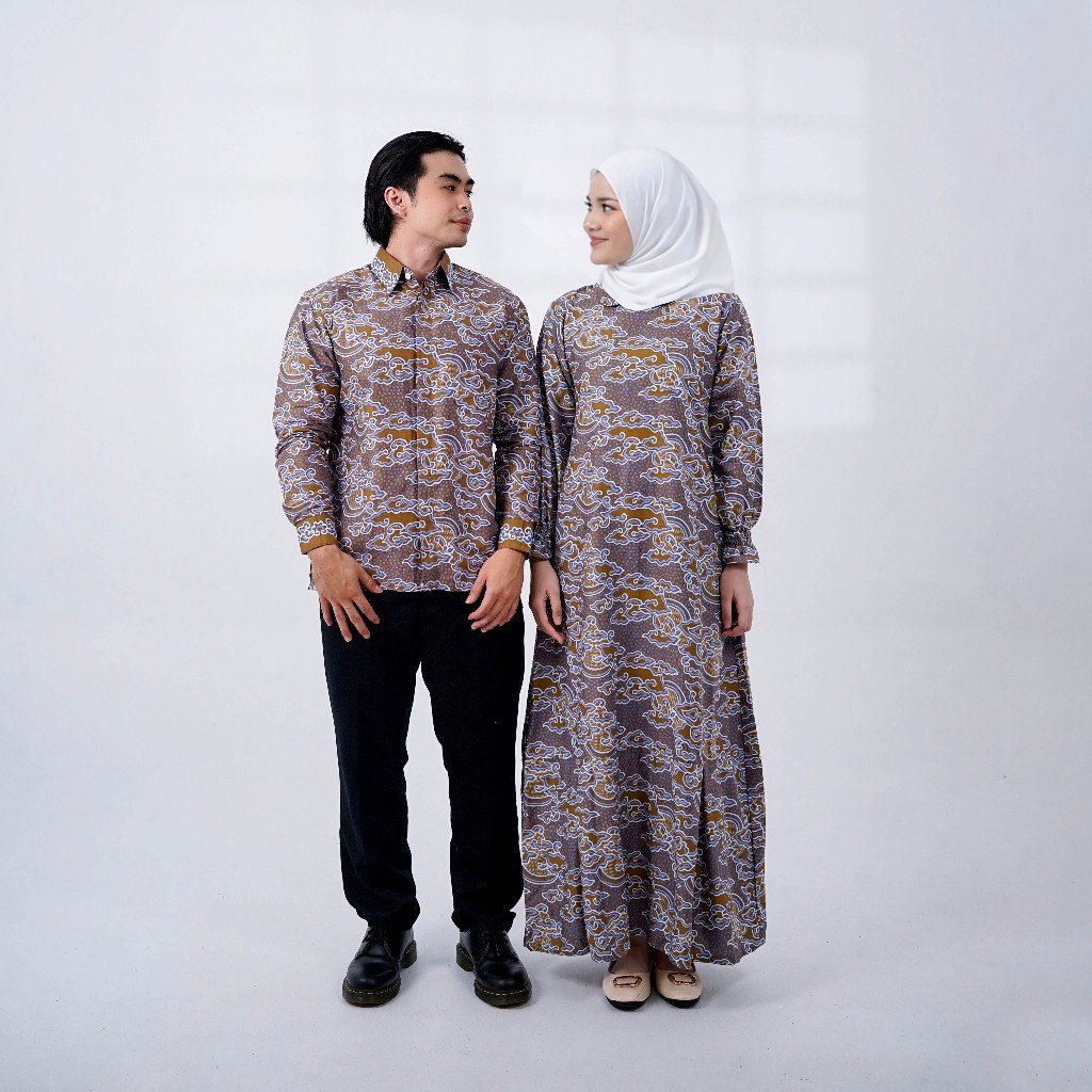 Batik Trusmi Set Couple Gamis Batik dan Kemeja Batik Motif Senja CKT - Gambar 5