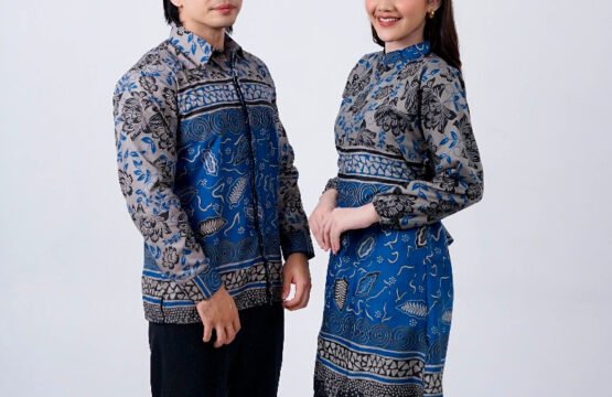 Batik Trusmi Set Couple Pasangan Tunik Batik dan Kemeja Batik Motif Remekan