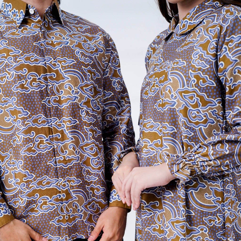 Batik Trusmi Set Couple Gamis Batik dan Kemeja Batik Motif Senja CKT - Gambar 2