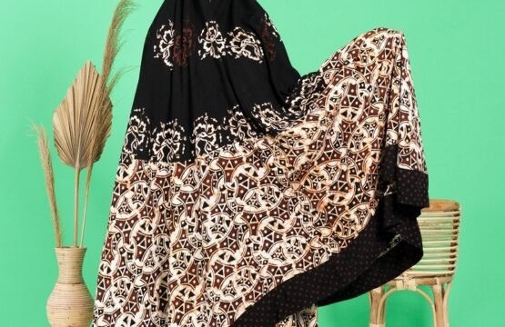 Batik Trusmi Mukenah Batik Cap Kombinasi Sogan UMM Premium