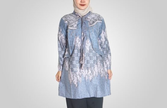 Batik Trusmi Tunik Batik Mega Mendung Sekai Abu MOP