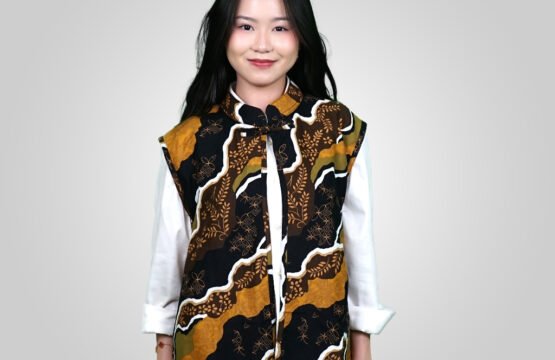 Batik Trusmi Outer Batik Vest Motif RNDM Hitam MOP