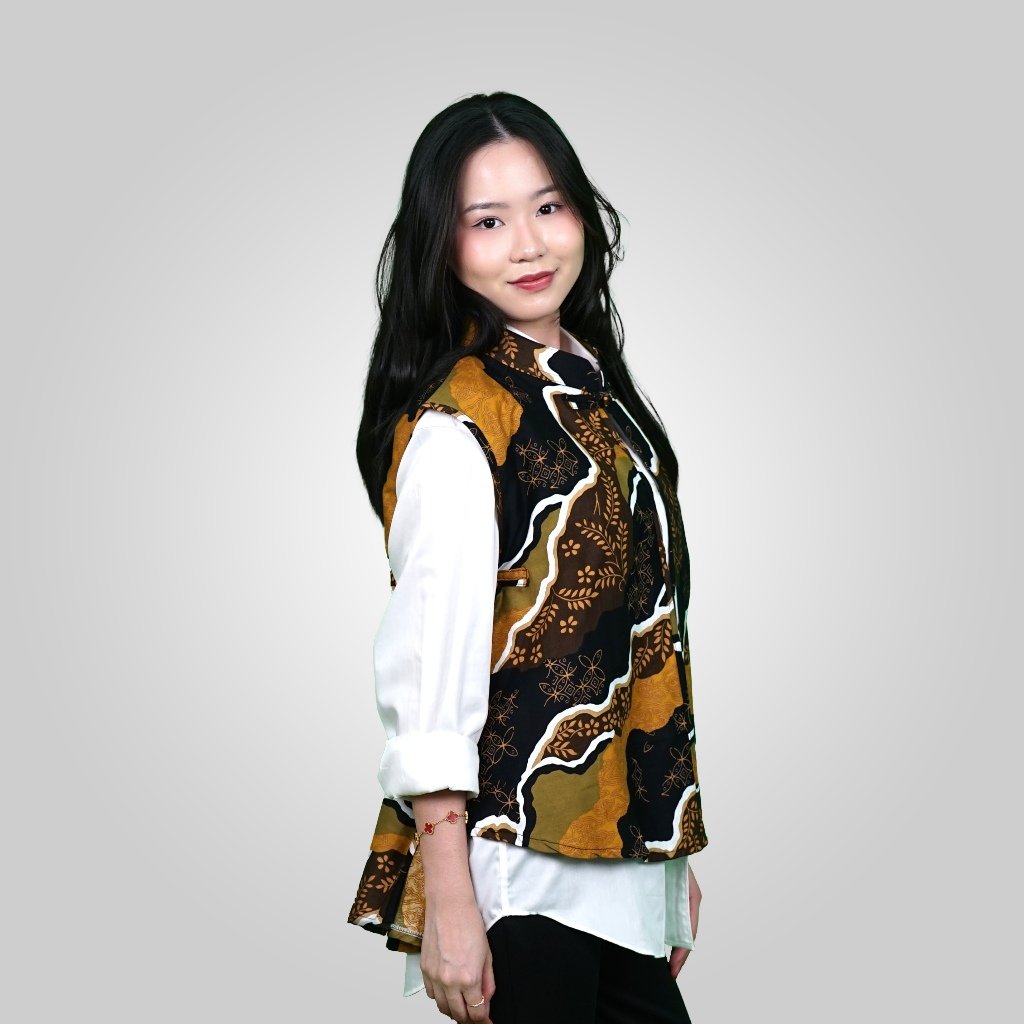 Batik Trusmi Outer Batik Vest Motif RNDM Hitam MOP - Gambar 5