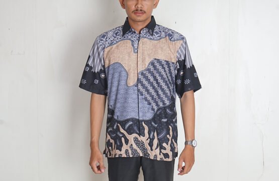 Kemeja Batik Pria Motif Kombinasi Surai Abu BLR