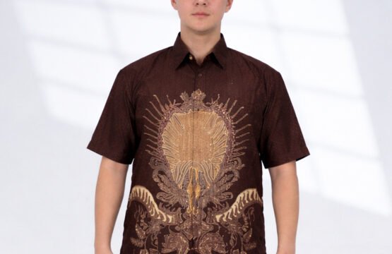 Kemeja Batik Pria Reguler Dobby Warna Coklat NH