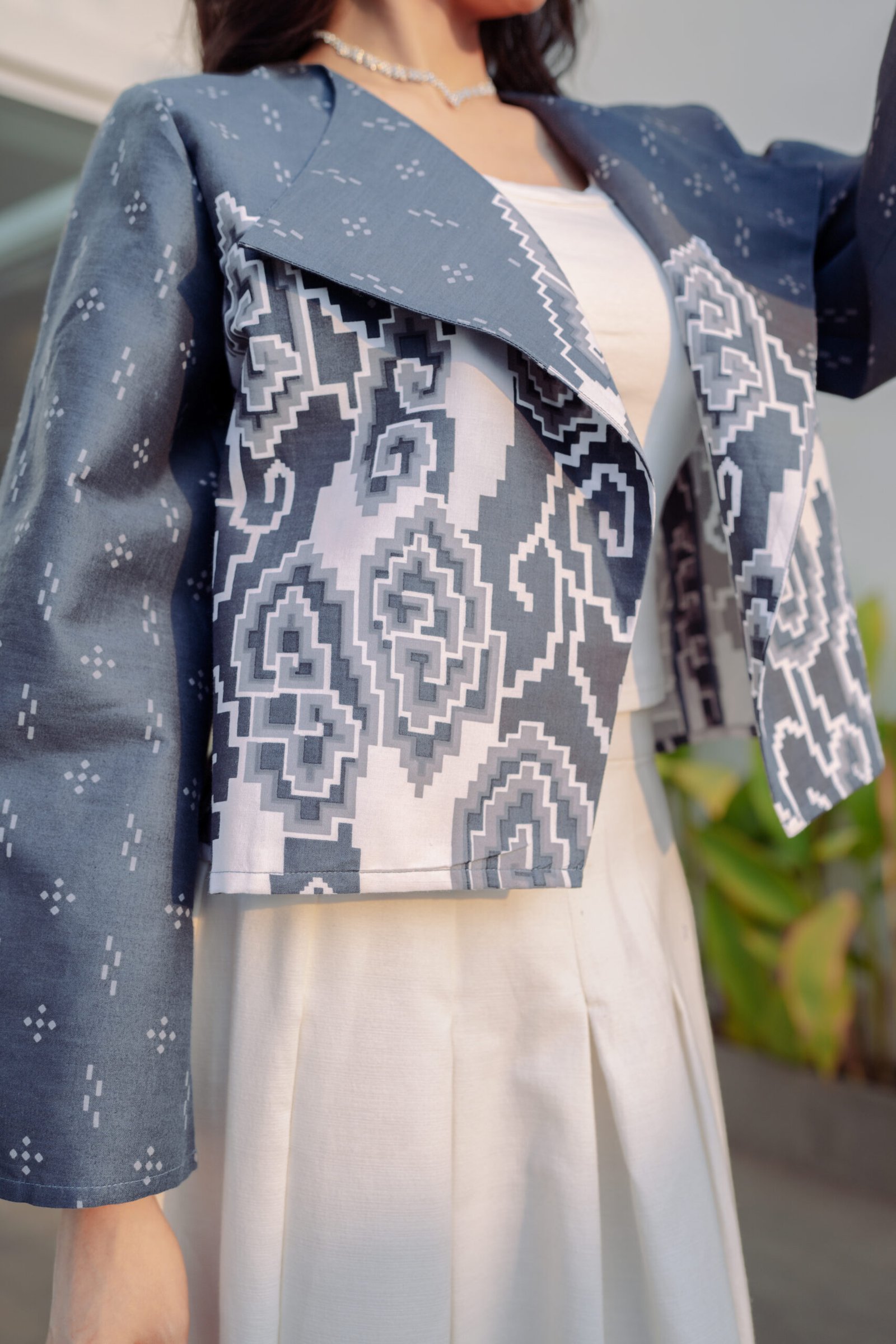 BATIK TRUSMI Atasan Wanita Outer Batik Meghan Biru RML - Gambar 5