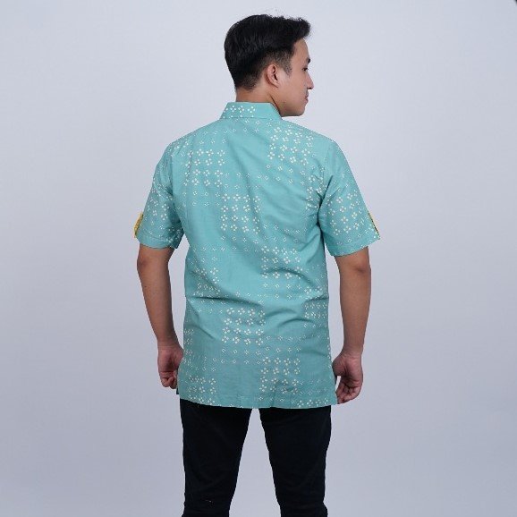 BATIK TRUSMI Kemeja Katun Batik Pria Premium Batik Motif Kombinasi Ryan Sage NA - Gambar 4