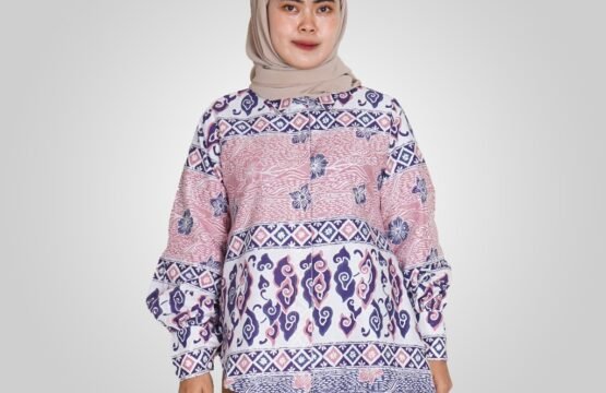 BATIK TRUSMI Atasan Wanita Blouse Batik Cap Lengan Panjang Stacey Salem RML